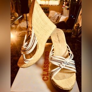 Vintage Old Stock Unworn Box Bohemian Woven Raffia Wedge Slides Classified 9